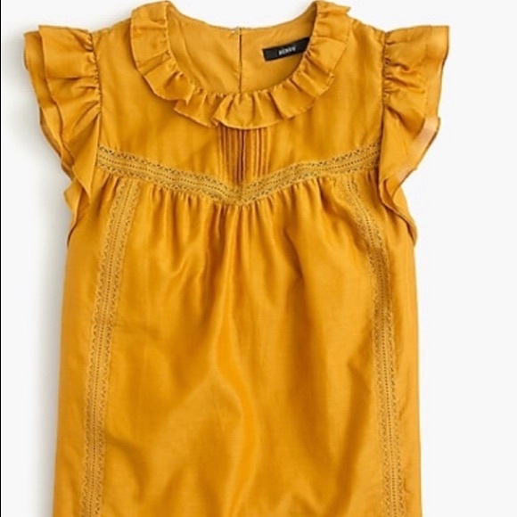 J. Crew Tops - J Crew Flutter Sleeve Top Ruffles Embroidery M NEW
